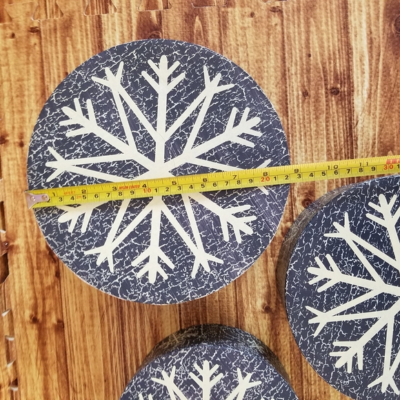 Snowflake Blue Nesting Gift Storage Box Set Paper Decrotive Cardboard Rustic - Picture 9 of 14